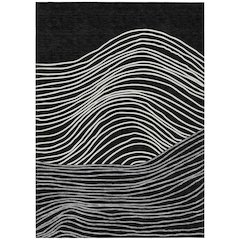 Machine Washable Indoor/Outdoor Chantille ACN2350 Black 9' x 12' Rug
