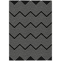 Machine Washable Indoor/Outdoor Chantille ACN2390 Black 9' x 12' Rug
