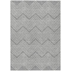Machine Washable Indoor/Outdoor Chantille ACN2390 Gray 9' x 12' Rug