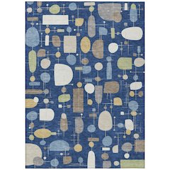 Machine Washable Indoor/Outdoor Chantille ACN2393 Blue 9' x 12' Rug