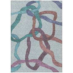 Machine Washable Indoor/Outdoor Chantille ACN2394 Teal 9' x 12' Rug
