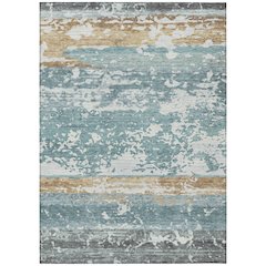 Machine Washable Indoor/Outdoor Chantille ACN2398 Teal 9' x 12' Rug