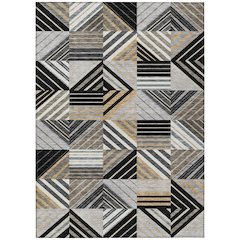 Machine Washable Indoor/Outdoor Chantille ACN2399 Black 9' x 12' Rug