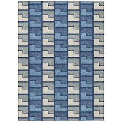 Machine Washable Indoor/Outdoor Chantille ACN2417 Blue 9' x 12' Rug