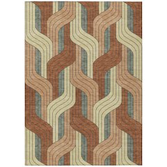 Machine Washable Indoor/Outdoor Chantille ACN2422 Orange 9' x 12' Rug