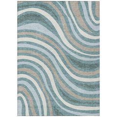 Machine Washable Indoor/Outdoor Chantille ACN2490 Teal 9' x 12' Rug