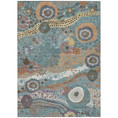 Machine Washable Indoor/Outdoor Chantille ACN2498 Teal 9' x 12' Rug