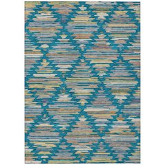 Machine Washable Indoor/Outdoor Chantille ACN2502 Teal 9' x 12' Rug