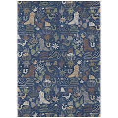 Machine Washable Indoor/Outdoor Chantille ACN2512 Blue 9' x 12' Rug