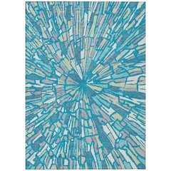 Machine Washable Indoor/Outdoor Chantille ACN2514 Teal 9' x 12' Rug