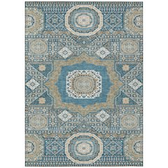 Machine Washable Indoor/Outdoor Chantille ACN2525 Teal 9' x 12' Rug