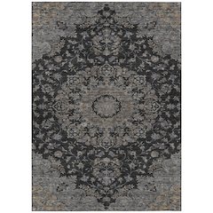 Machine Washable Indoor/Outdoor Chantille ACN2543 Black 9' x 12' Rug
