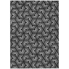 Machine Washable Indoor/Outdoor Chantille ACN2554 Black 9' x 12' Rug