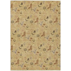 Machine Washable Indoor/Outdoor Chantille ACN2562 Gold 9' x 12' Rug