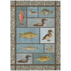Machine Washable Indoor/Outdoor Chantille ACN2606 Teal 9' x 12' Rug