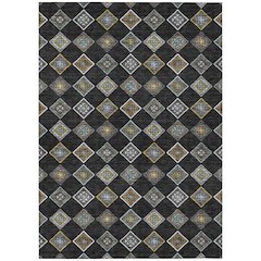 Machine Washable Indoor/Outdoor Chantille ACN2624 Black 9' x 12' Rug