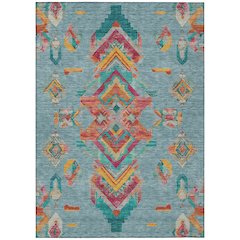 Machine Washable Indoor/Outdoor Chantille ACN2661 Teal 9' x 12' Rug