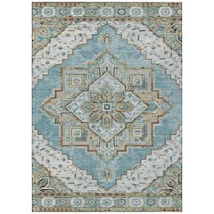 Machine Washable Indoor/Outdoor Chantille ACN2704 Teal 9' x 12' Rug