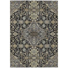 Machine Washable Indoor/Outdoor Chantille ACN2714 Black 9' x 12' Rug