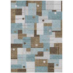 Machine Washable Indoor/Outdoor Chantille ACN2716 Teal 9' x 12' Rug