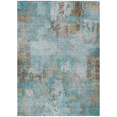 Machine Washable Indoor/Outdoor Chantille ACN2790 Teal 10' x 14' Rug