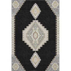 Premium Machine Washable Mayfield AMF1014 Black 9' x 12' Rug