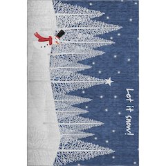 Luxury Washable Indoor/Outdoor Merry & Bright Navy 9' x 12' Rug