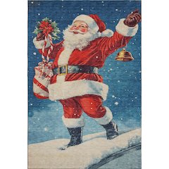 Luxury Washable Indoor/Outdoor Merry & Bright Blue 9' x 12' Rug