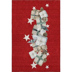 Luxury Washable Indoor/Outdoor Merry & Bright Red 9' x 12' Rug