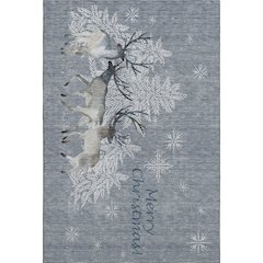 Luxury Washable Indoor/Outdoor Merry & Bright Gray 9' x 12' Rug