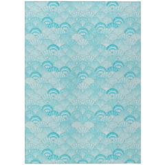 Indoor/Outdoor Seabreeze SZ2 Teal Washable 9' x 12' Rug
