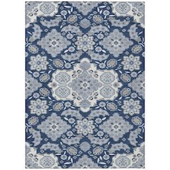 Machine Washable Indoor/Outdoor Chantille Blue 10' x 14' Rug