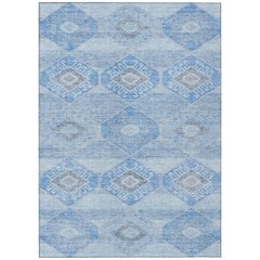 Machine Washable Indoor/Outdoor Chantille Blue 10' x 14' Rug