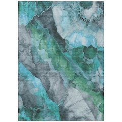 Machine Washable Indoor/Outdoor Chantille Teal 10' x 14' Rug