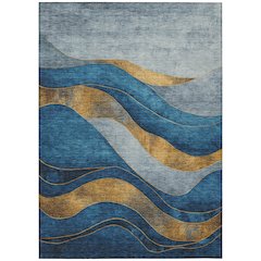 Machine Washable Indoor/Outdoor Chantille Blue 10' x 14' Rug