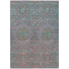 Machine Washable Indoor/Outdoor Chantille Teal 10' x 14' Rug