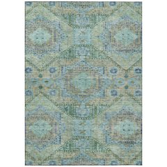 Machine Washable Indoor/Outdoor Chantille Green 10' x 14' Rug