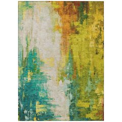 Machine Washable Indoor/Outdoor Chantille Green 10' x 14' Rug