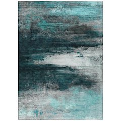 Machine Washable Indoor/Outdoor Chantille ACN2016 Teal 10' x 14' Rug