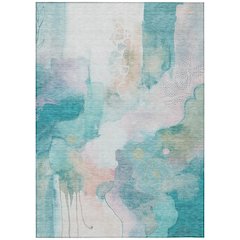 Machine Washable Indoor/Outdoor Chantille ACN2019 Turquoise 10' x 14' Rug