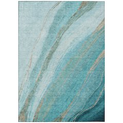 Machine Washable Indoor/Outdoor Chantille ACN2036 Turquoise 10' x 14' Rug