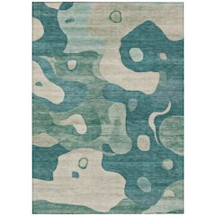 Machine Washable Indoor/Outdoor Chantille ACN2063 Teal 10' x 14' Rug