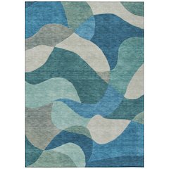Machine Washable Indoor/Outdoor Chantille ACN2141 Teal 10' x 14' Rug