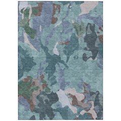 Machine Washable Indoor/Outdoor Chantille ACN2161 Teal 10' x 14' Rug