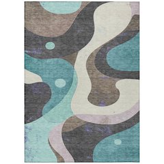 Machine Washable Indoor/Outdoor Chantille ACN2185 Teal 10' x 14' Rug