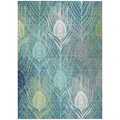 Machine Washable Indoor/Outdoor Chantille ACN2273 Teal 10' x 14' Rug