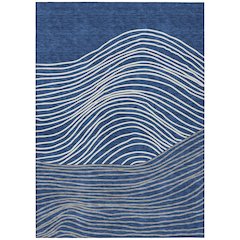 Machine Washable Indoor/Outdoor Chantille ACN2350 Blue 10' x 14' Rug