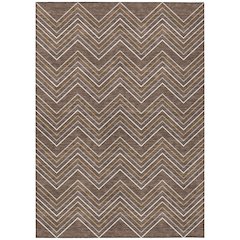 Machine Washable Indoor/Outdoor Chantille ACN2391 Brown 10' x 14' Rug