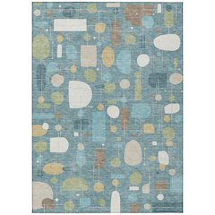Machine Washable Indoor/Outdoor Chantille ACN2393 Teal 10' x 14' Rug