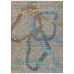 Machine Washable Indoor/Outdoor Chantille ACN2394 Brown 10' x 14' Rug